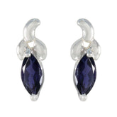 Rosa Blue Solitaire Stud Earrings for Any Occasion Iolite Blue Stud