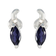 Rosa Blue Solitaire Stud Earrings for Any Occasion Iolite Blue Stud