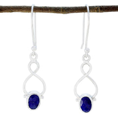Pilar Blue Solitaire Dangle Earrings for Everyday Glam Lapis Lazuli Blue Dangle
