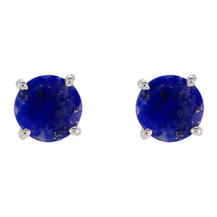 Alina Blue Solitaire Stud Earrings for Everyday Glam Lapis Lazuli Blue Stud