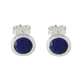 Yasmin Blue Solitaire Stud Earrings for Everyday Glam Lapis Lazuli Blue Stud