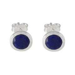 Yasmin Blue Solitaire Stud Earrings for Everyday Glam Lapis Lazuli Blue Stud