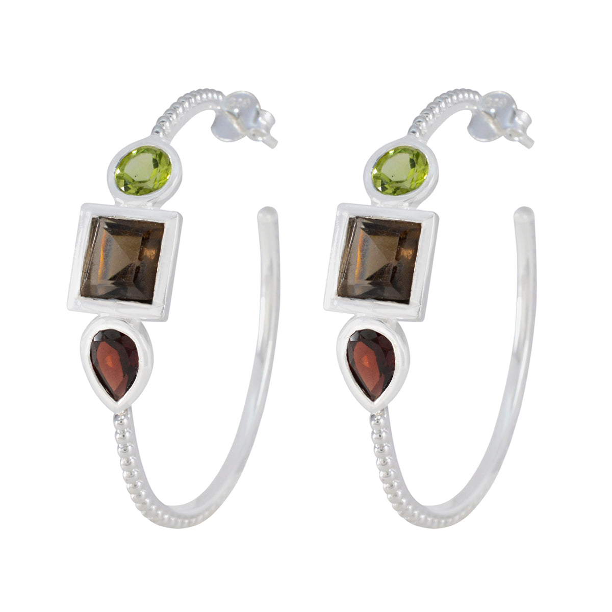 Eun-ji Multicolor Gemstone Stud Earrings for Stylish Looks Multi multicolor Stud