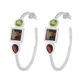 Eun-ji Multicolor Gemstone Stud Earrings for Stylish Looks Multi multicolor Stud