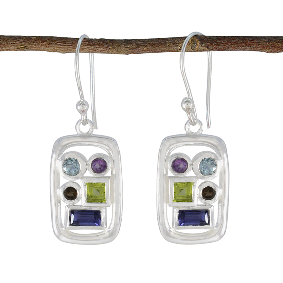 Daniela Multicolor Dangle Earrings with Gemstones Multi multicolor Dangle