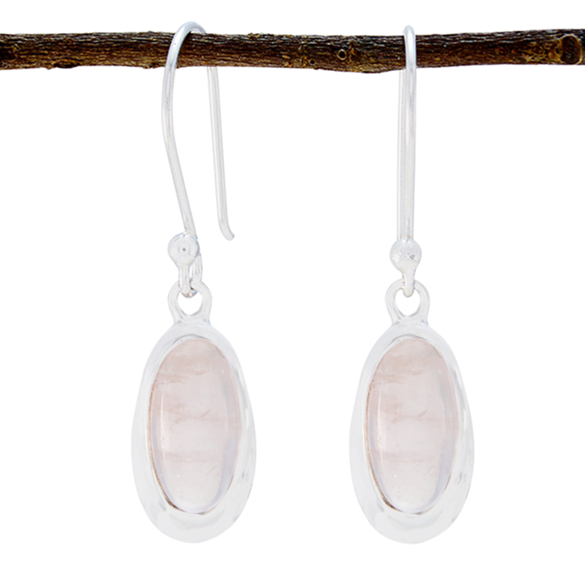Laura Pink Solitaire Dangle Earrings for Glam Style Rose Quartz Pink Dangle