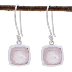 Natalie Pink Solitaire Dangle Earrings for Everyday Glam Rose Quartz Pink Dangle
