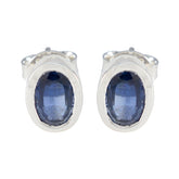 Rebeca Blue Solitaire Stud Earrings for Every Occasion Blue Sapphire Blue Stud