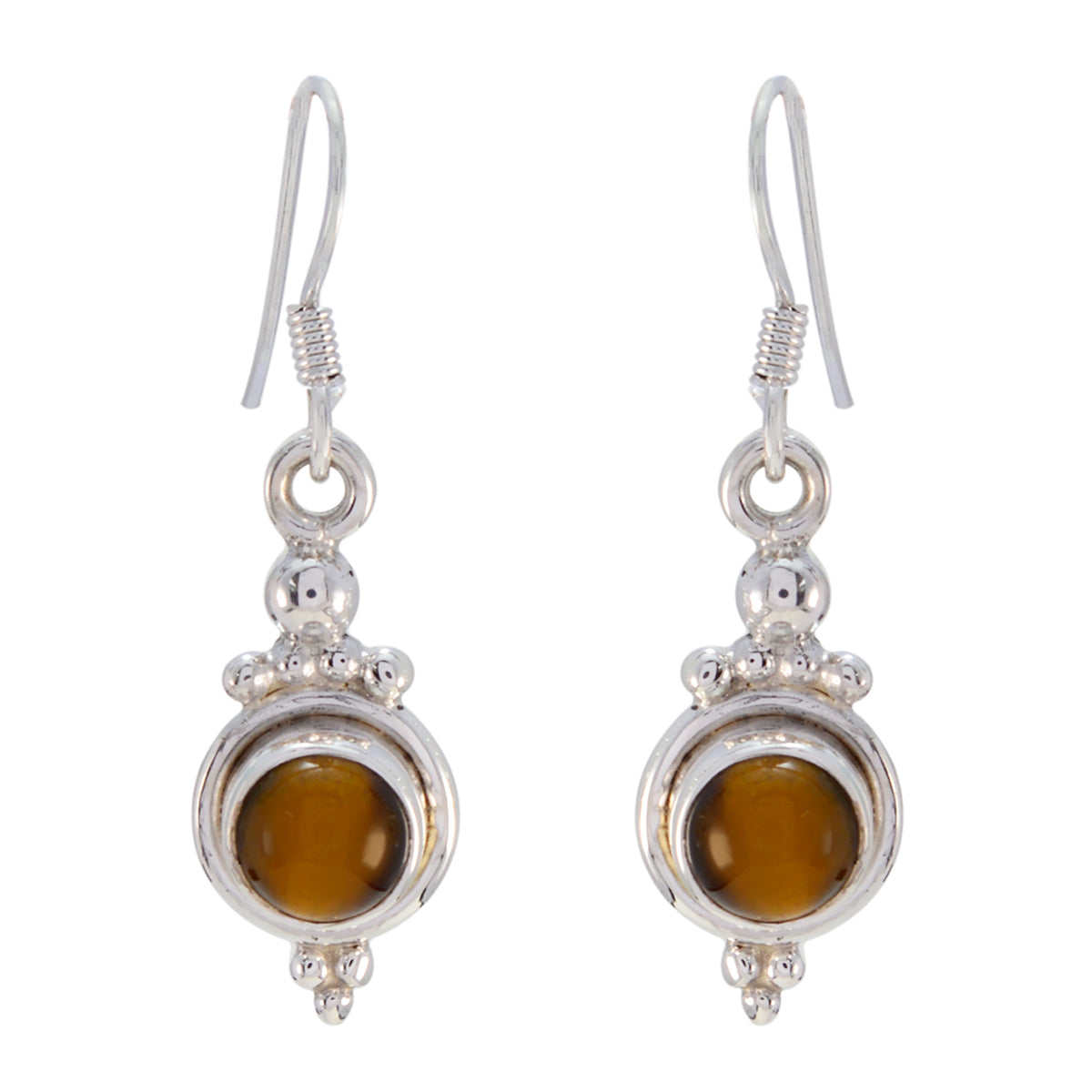 Valentina Brown Dangle Earrings with Silver Accents Tiger Eye Brown Dangle