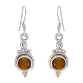 Valentina Brown Dangle Earrings with Silver Accents Tiger Eye Brown Dangle