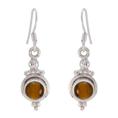Valentina Brown Dangle Earrings with Silver Accents Tiger Eye Brown Dangle