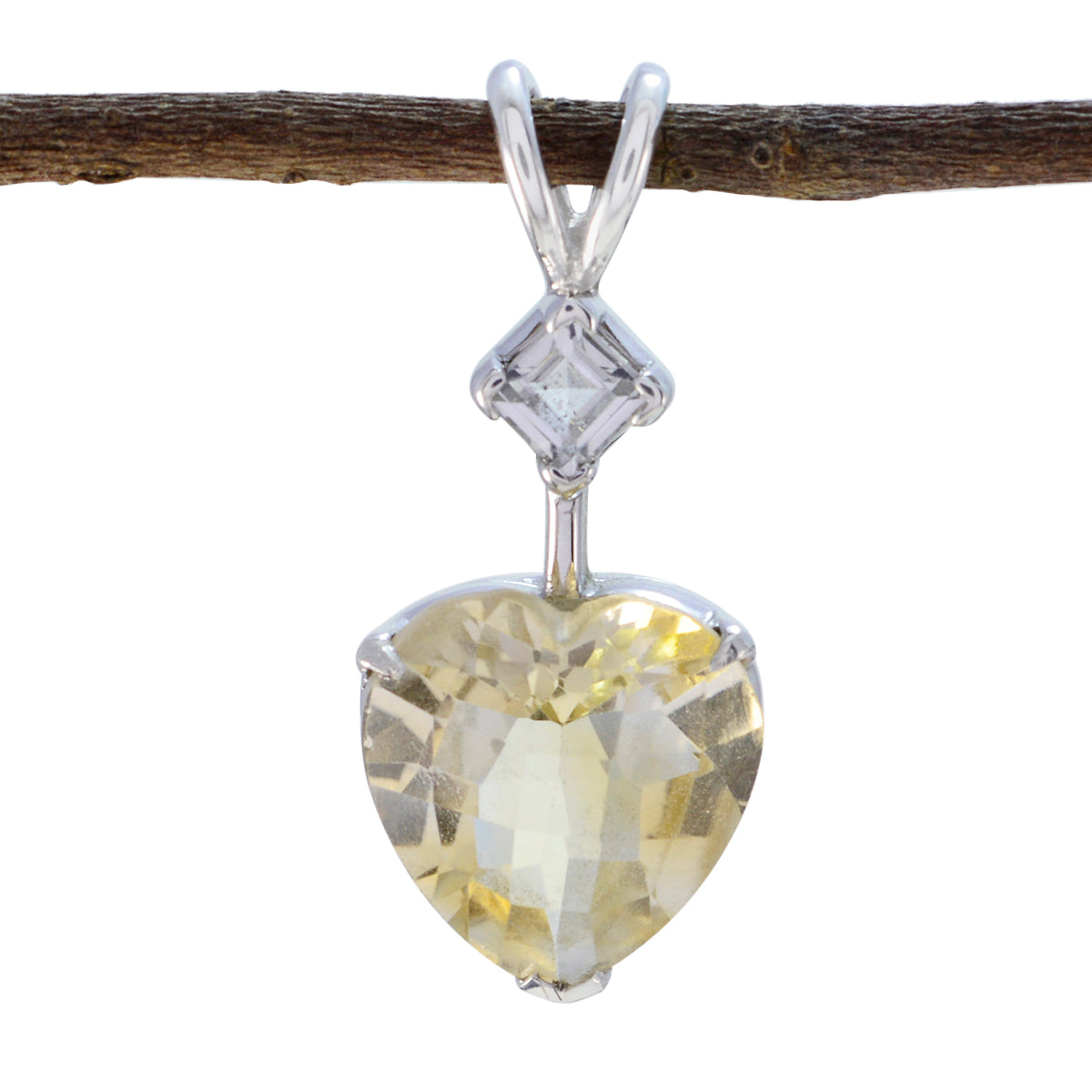 Yasmin Heart Shaped Gemstone Necklace Pendant Citrine Yellow Yellow
