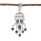 Yasmin Blue Pendant Necklace - Stunning Gemstone Design Iolite Blue Blue