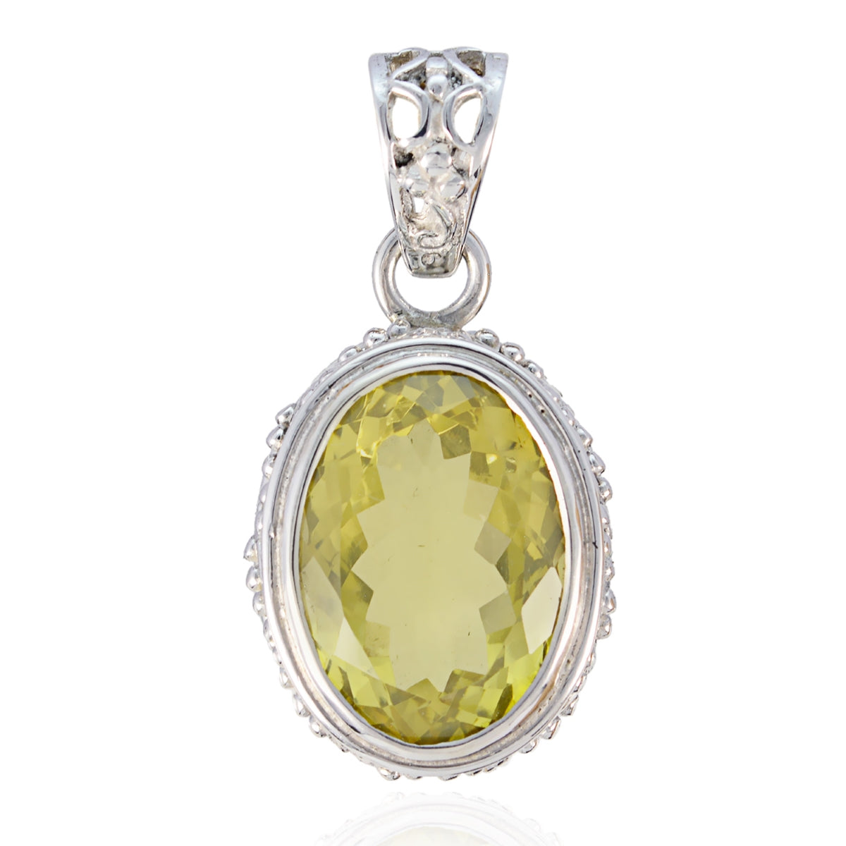 Agnes Yellow Gemstone Pendant in Stylish Silver Setting Lemon Quartz Yellow Yellow