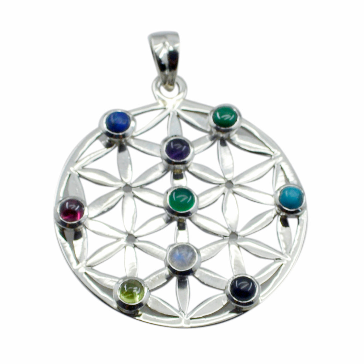 Layla multicolor Art-Deco Statement Pendant Multi Stone multicolor Multicolor
