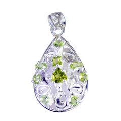 Stella Teardrop Pendant with Green Gemstones Peridot Green Green
