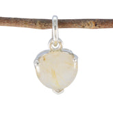 Ivana Yellow Gemstone Pendant in Sterling Silver Rutile Quartz Yellow Yellow