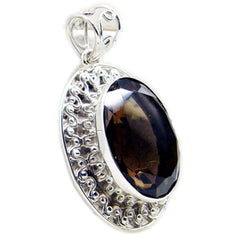 Alina Brown Pendant Necklace with Elegant Silver Frame