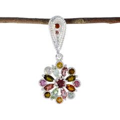Tereza Multicolor Gemstone Pendant Sterling Silver Tourmaline multicolor Multicolor