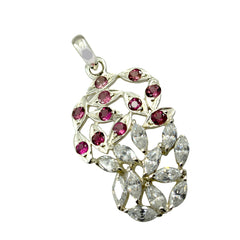 Luna Multicolor Gemstone Pendant with Ruby & White Stones