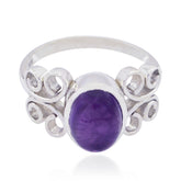 Ana Purple Solitaire Ring with Elegant Silver Design Amethyst Purple