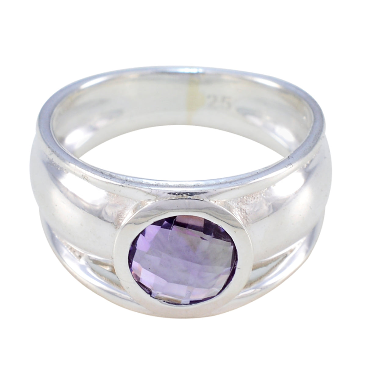 Angel Contemporary Purple Solitaire Ring Amethyst Purple