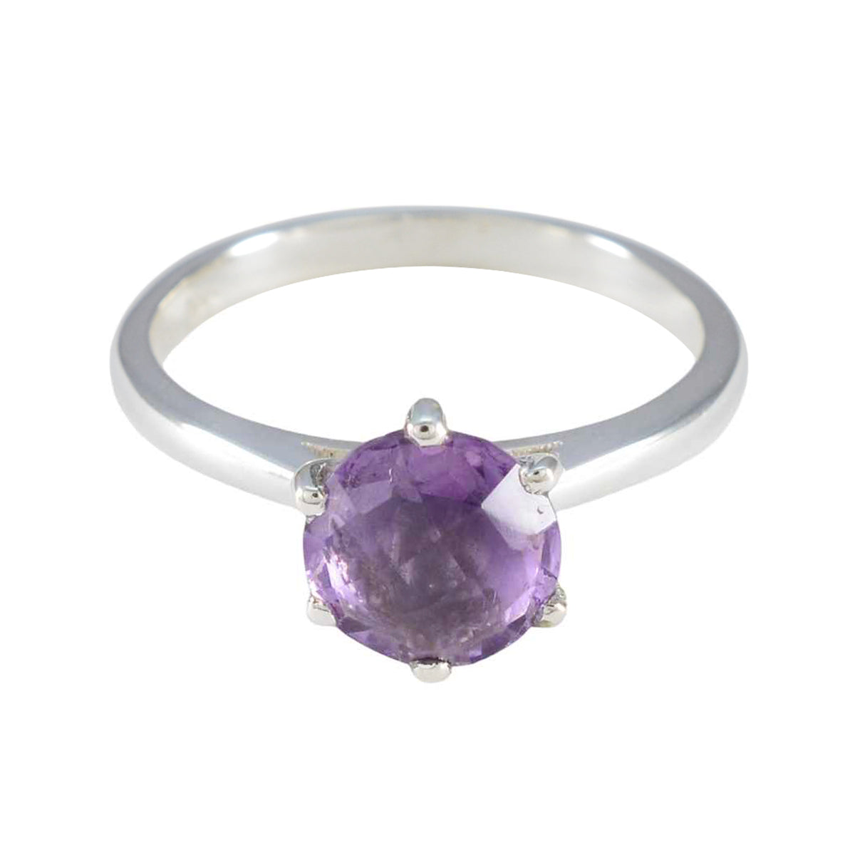 Hua Purple Solitaire Ring with Amethyst Gemstone Amethyst Purple