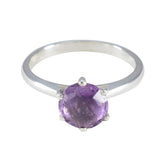 Hua Purple Solitaire Ring with Amethyst Gemstone Amethyst Purple