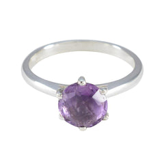 Hua Purple Solitaire Ring with Amethyst Gemstone Amethyst Purple