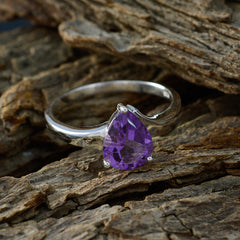 Min-seo Purple Solitaire Gemstone Ring in Silver
