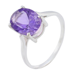 Teresa Purple Solitaire Ring with Oval Gemstone