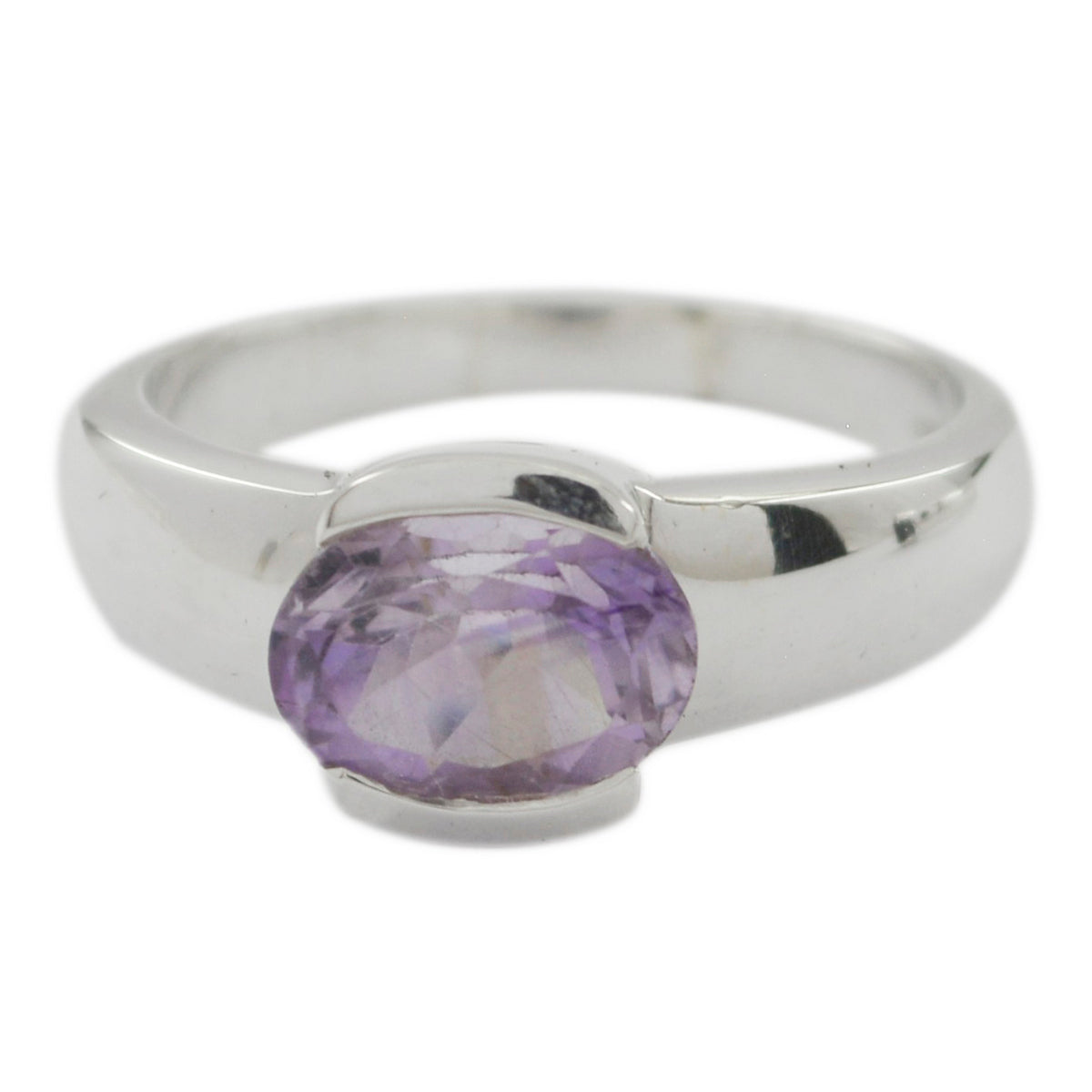 Bianca Graceful Purple Solitaire Ring Amethyst Purple