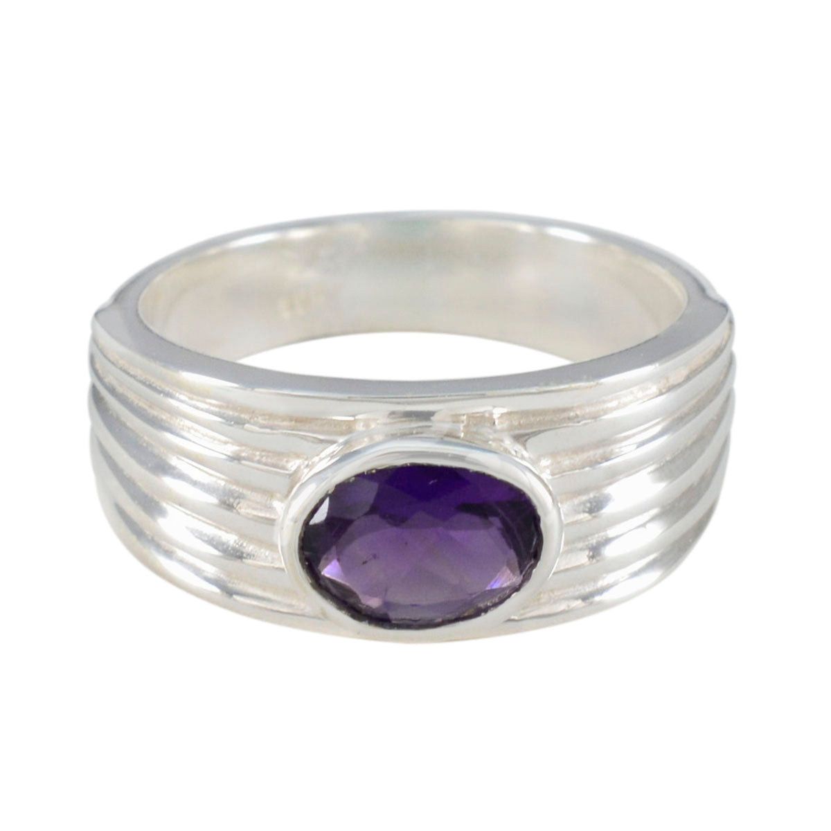 Priya Purple Solitaire Ring in Sterling Silver Amethyst Purple
