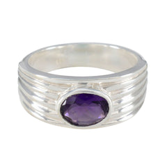 Priya Purple Solitaire Ring in Sterling Silver Amethyst Purple