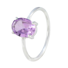 Nora Purple Solitaire Ring with Oval Amethyst Gemstone