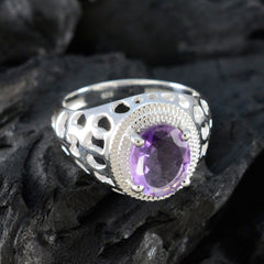 Saanvi Boho Purple Solitaire Ring with Silver Detail