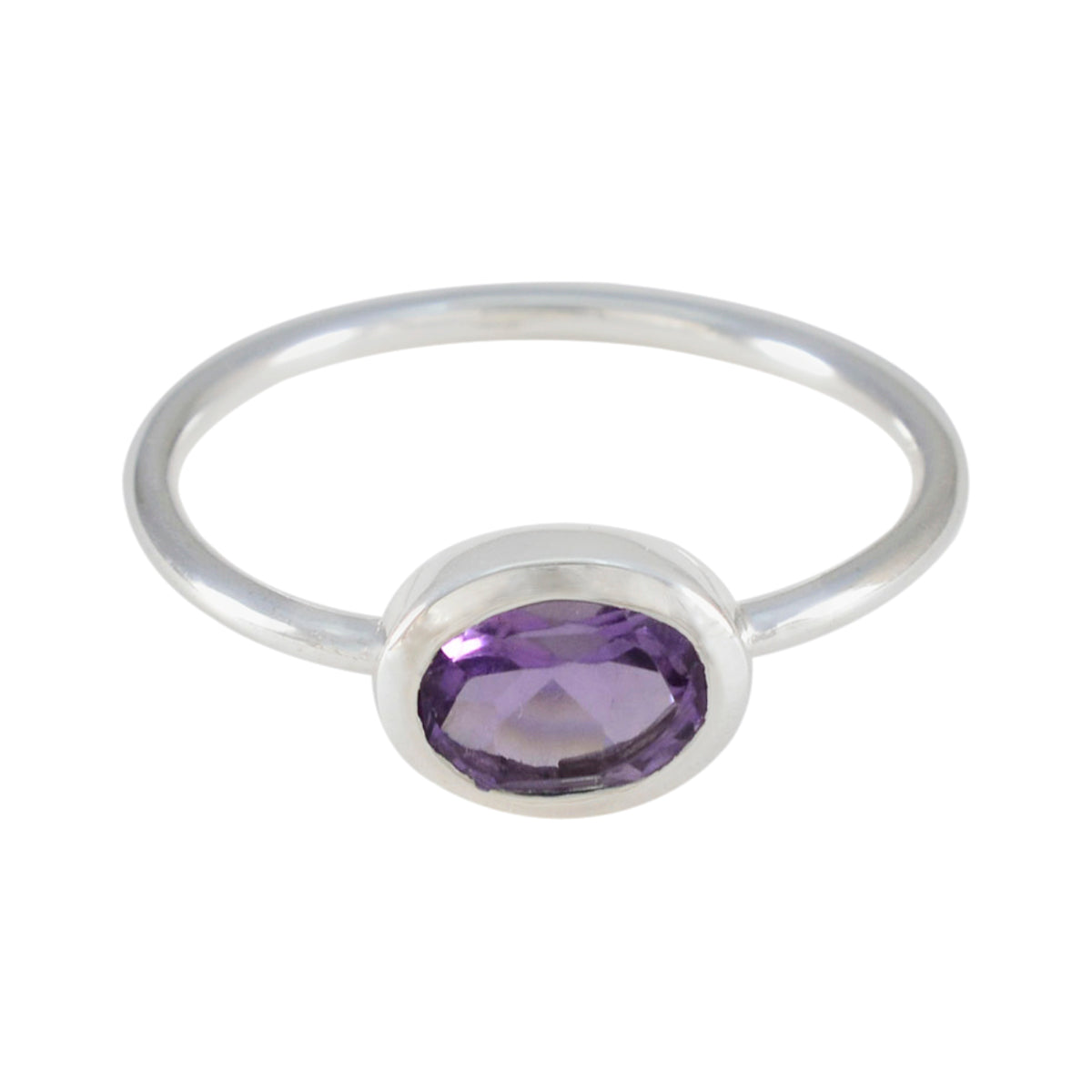 Isabella Feminine Purple Solitaire Ring Amethyst Purple