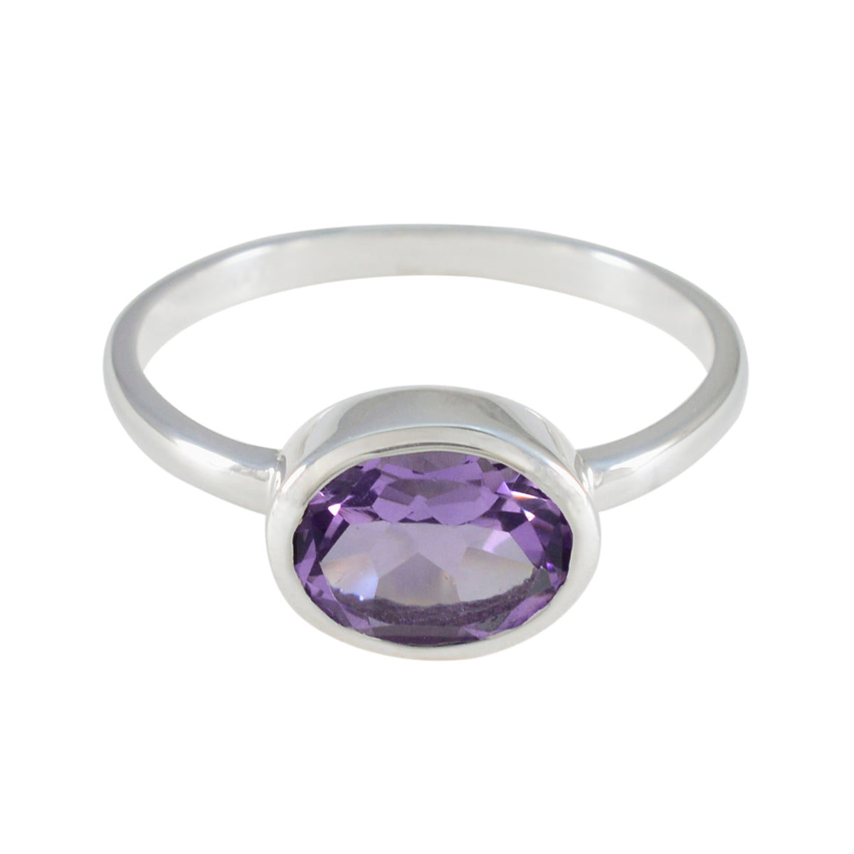 Aiko Contemporary Purple Solitaire Ring Amethyst Purple