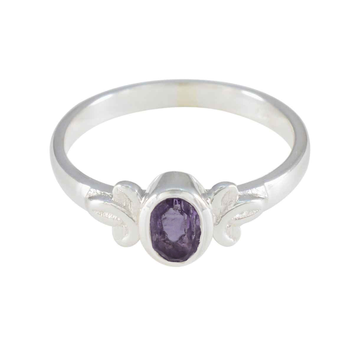 Riley Purple Solitaire Ring with Elegant Silver Design Amethyst Purple