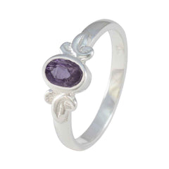 Riley Purple Solitaire Ring with Elegant Silver Design
