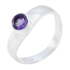 Chen Purple Solitaire Ring with Amethyst Gemstone