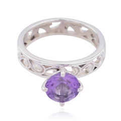 Natalia Filigree Purple Solitaire Ring Amethyst Purple