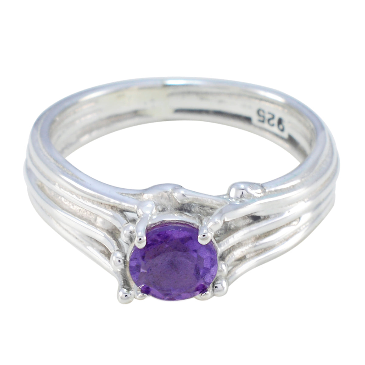 Natalie Romantic Purple Solitaire Ring Amethyst Purple