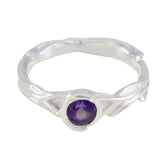 Lucia Purple Solitaire Ring with Elegant Silver Band Amethyst Purple