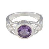 Emi Purple Solitaire Ring with Elegant Silver Design Amethyst Purple