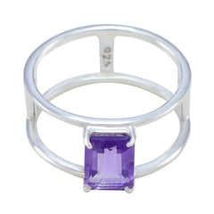 Kristine Geometric Purple Solitaire Band Amethyst Purple
