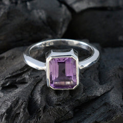 Saanvi Purple Solitaire Gemstone Ring in Silver