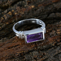 Ida Purple Solitaire Ring with Rectangular Gemstone