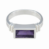 Ida Purple Solitaire Ring with Rectangular Gemstone Amethyst Purple