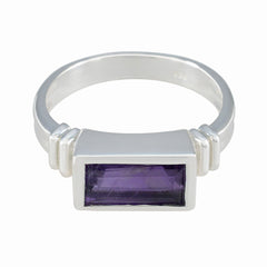 Ida Purple Solitaire Ring with Rectangular Gemstone Amethyst Purple
